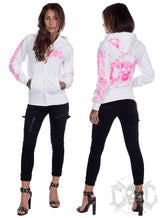 eXc - E A F Zip Logo Hoodie, White n Pink
