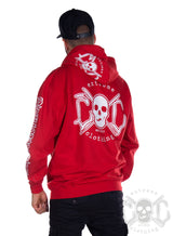 eXc E A F Men Zip Hoodie, Red N White