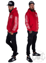 eXc E A F Men Zip Hoodie, Red N White