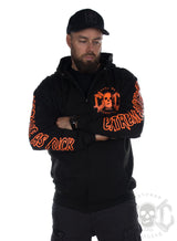 eXc E A F Men Zip Hoodie Black N Orange