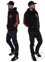 eXc E A F Men Zip Hoodie Black N Orange