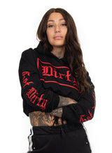 Cropped Hoodie, Black N Red