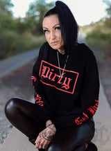 Cropped Hoodie, Black N Red