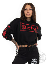 Cropped Hoodie, Black N Red
