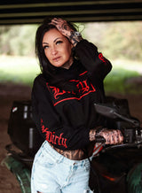 Cropped Hoodie, Black N Red