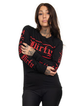 Unisex LS Tee, Black N Red
