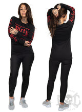 Unisex LS Tee, Black N Red