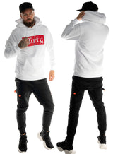 White N Red Unisex Hoodie, White