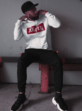 White N Red Unisex Hoodie, White