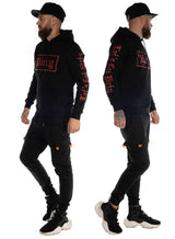 Unisex Hoodie, Black N Red