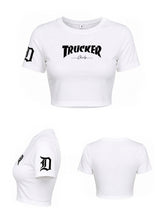 D Trucker girls Cropped Tee, White