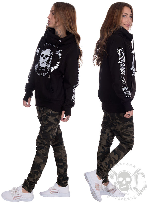 eXc - E A F Long Hoodie Black N Pink