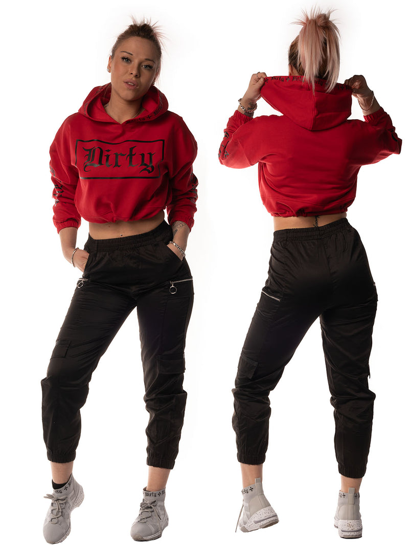 Cropped Hoodie, Red N Black