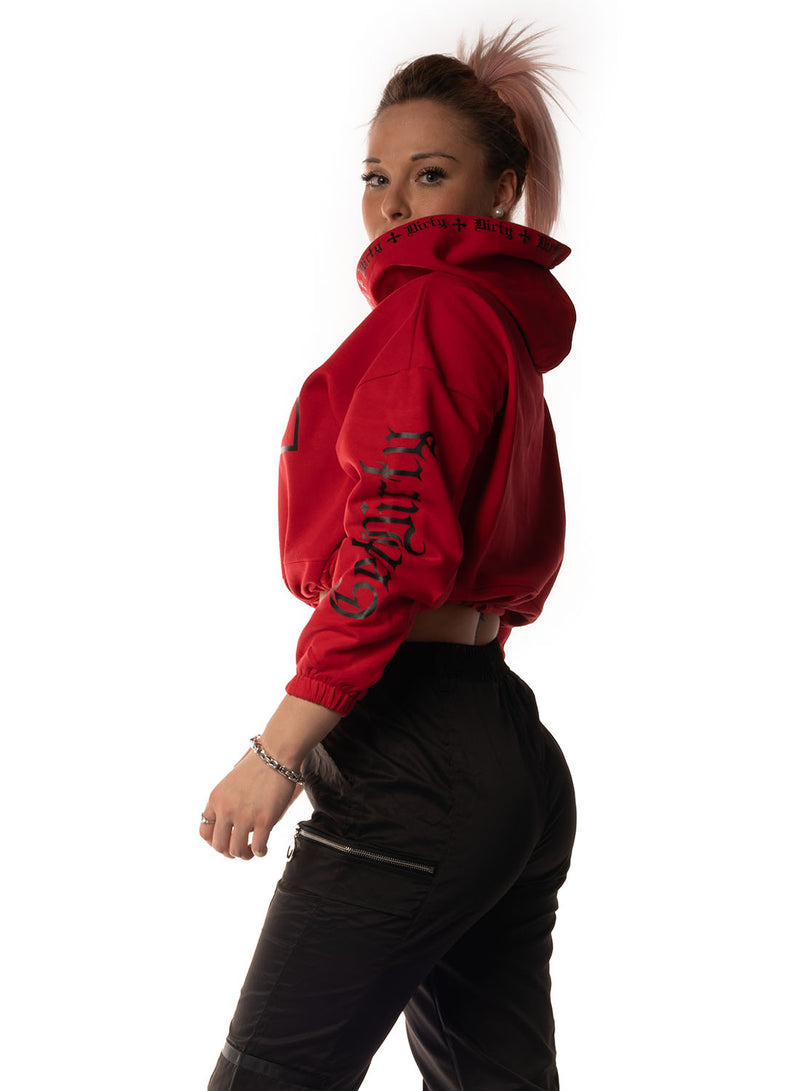 Cropped Hoodie, Red N Black