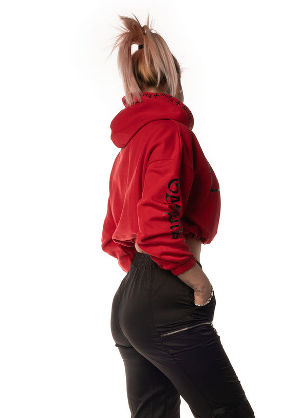 Cropped Hoodie, Red N Black