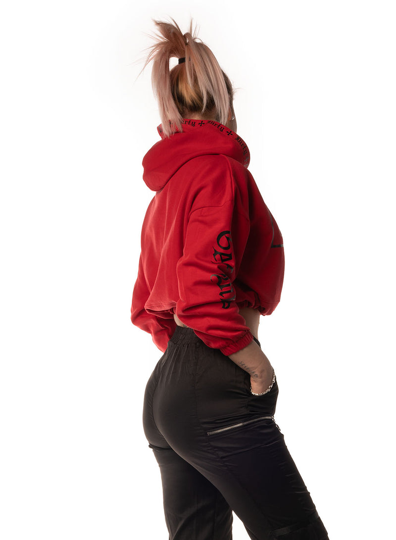 Cropped Hoodie, Red N Black