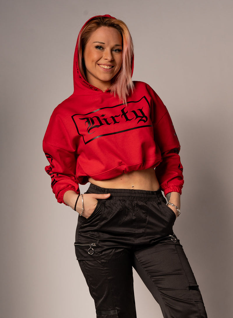Cropped Hoodie, Red N Black