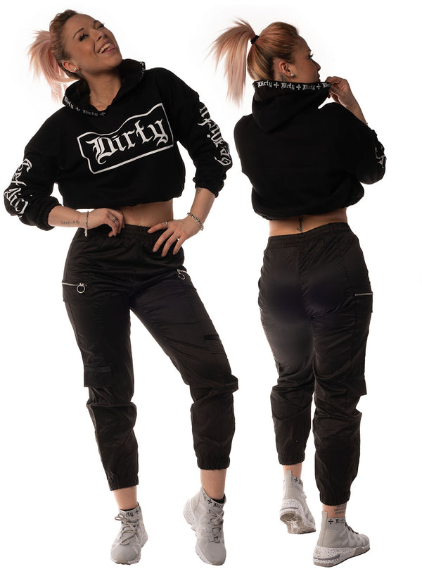 Cropped Hoodie, Black N White